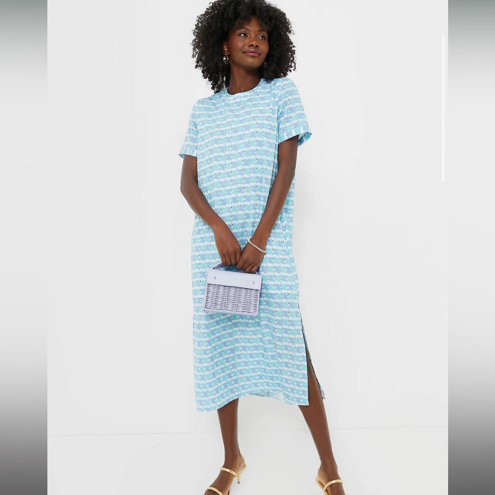 Hyacinth House Blue Geometric Brentwood Caftan Dress